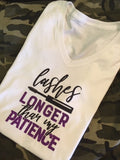 "Lashes & Patience" Glitter Tee